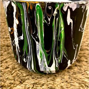 Hand painted acrylic pour ceramic flower pot